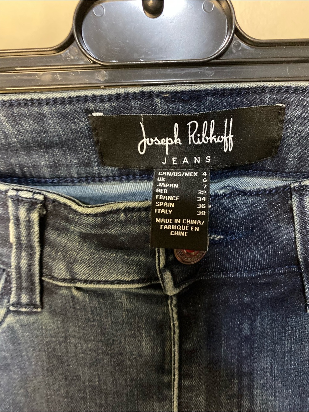 Joseph Ribkoff Dark Blue Straight Leg Jeans with Rhinestone Chain Cuff - Picture 4 of 7